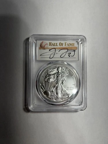 2014 American Silver Eagle MS70 FDOI HOF Frank Thomas Signed Pop 50