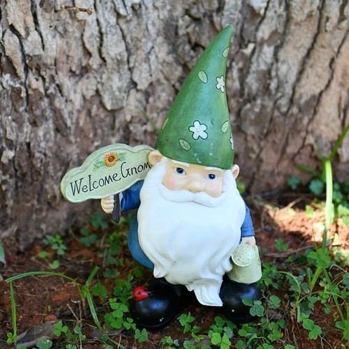 Statua gnomo da giardino decorazioni da esterno giardino arte prato ornamenti - Foto 5 di 6