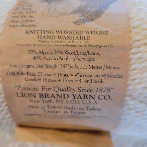 Lion Brand Textures RARE (Lot of 4) Alpaca/Wool/Acryl 4oz/242 yds ea - Natural! - Picture 6 of 8