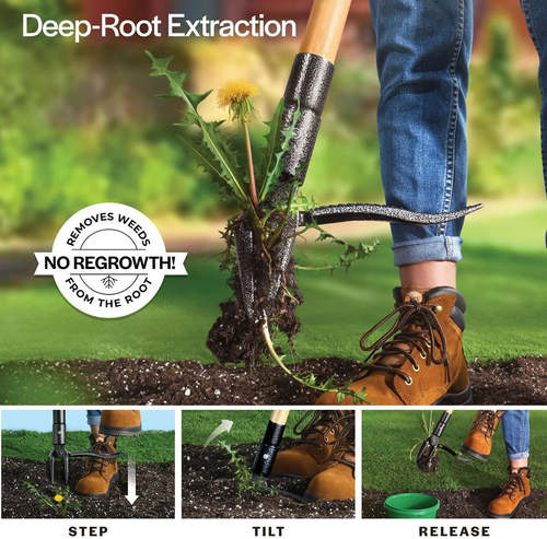Weed Puller Heavy Duty Root Remover Extractor Long Handle Stand Up Garden Tool - Picture 2 of 8