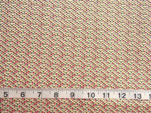 1 yd 100% Cotton "Merry Minis" by Connecting Threads, Teeny Red & Green Flowers