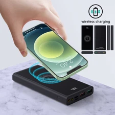 900000mAh Power Bank Qi Wireless External Battery Charger Portable Fast Charging