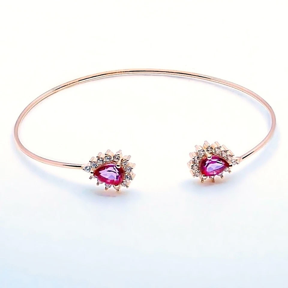 echter Pink Topas Armreif 925 Sterling-Silber mit Edelsteine Rosegold vergoldet - Bild 4 von 4