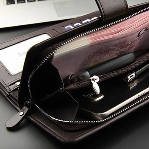 Men's Leather Long Wallet Clutch Purse Phone Bag ID Credit Card Holder Handbag - Picture 6 of 13