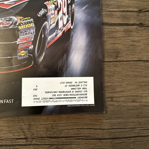 ESPN Magazine February 21 2011 The Speed Issue Nascar 2011 Kevin Harvick - Picture 2 of 7