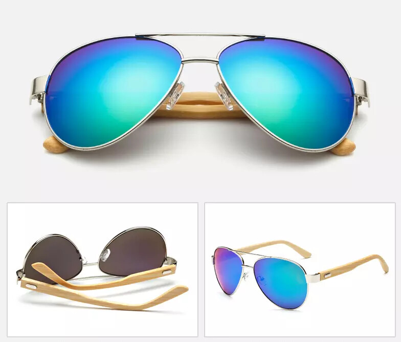 Purple Aviator Sunglasses with UV400 lenses & the bamboo wood sunglasses frame-image