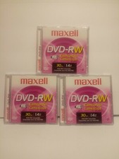 Lot of 3 Maxwell DVD-RW Camcorder Video Discs 30 Minutes 1.4 GB NEW Free Ship