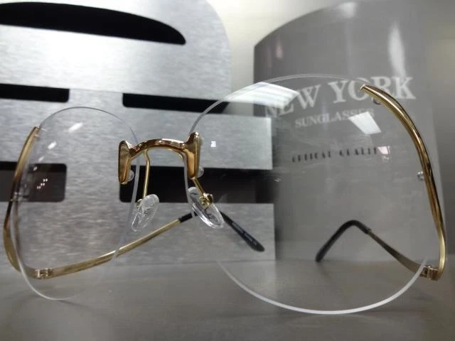 LENTES TRANSPARENTES ESTILO RETRO DE GRAN TAMAÑO VINTAGE AÑOS 70 GAFAS INVERTIDAS Marco Dorado Foto 3 de 4