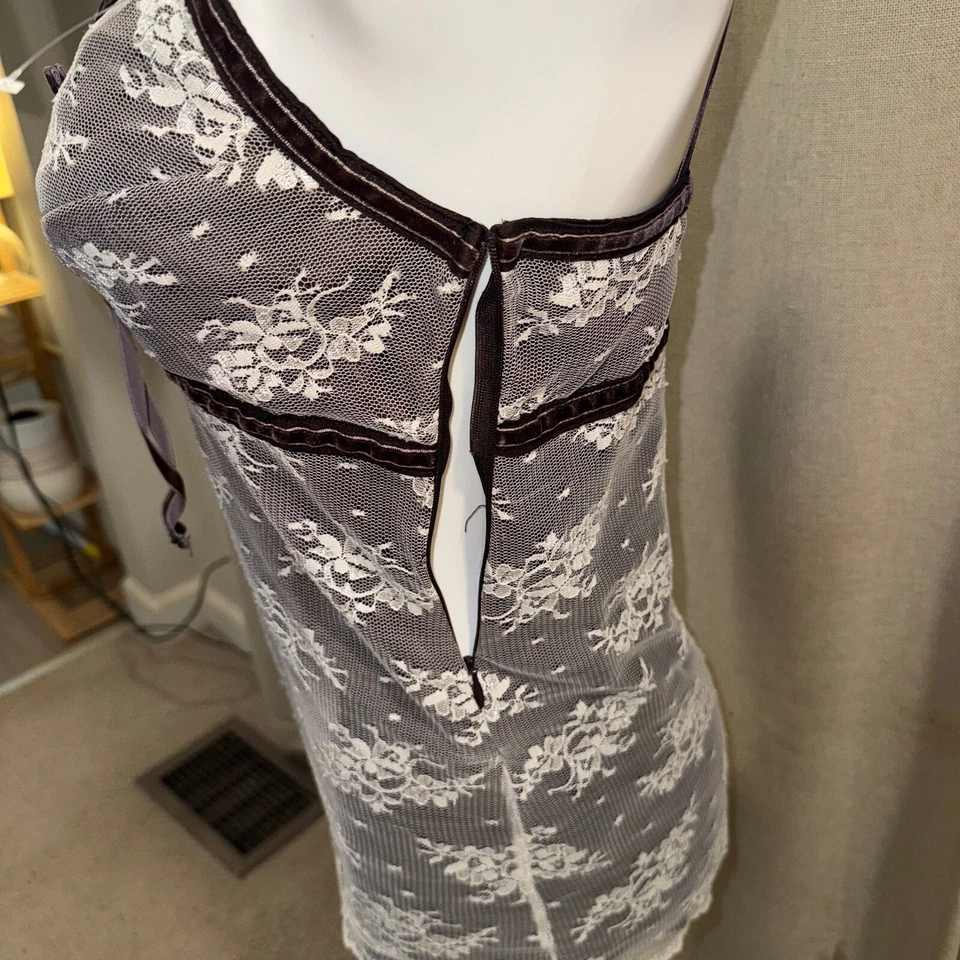 Винтажный Y2K George Cottagecore Babydoll кружева Майка размер маленький - Изображение 3 из 4