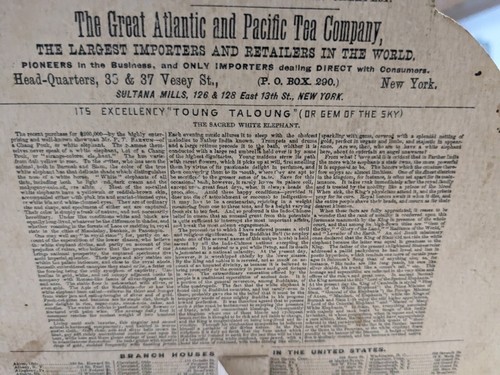 LG. STORE DISPLAY TRADE CARD WHITE ELEPHANT THE GREAT ATLANTIC & PACIFIC TEA CO - Picture 7 of 8