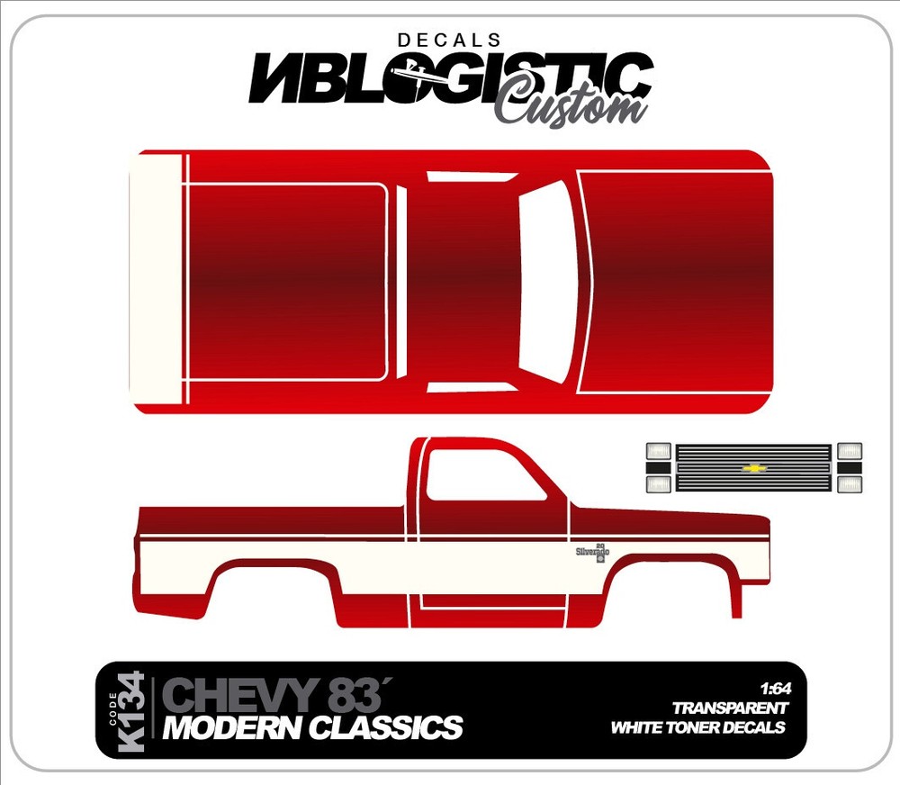 83 Chevy Silverado Custom Waterslide Decal for Hot Wheels 1/64 Scale Model 133