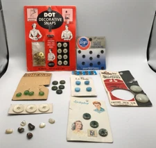 Lot of Vintage Sewing Notions Buttons Snaps Fasteners
