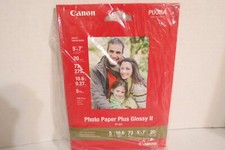 Canon Pixma InkJet Photo Paper Plus Glossy II 5x7" 20 Sheets 