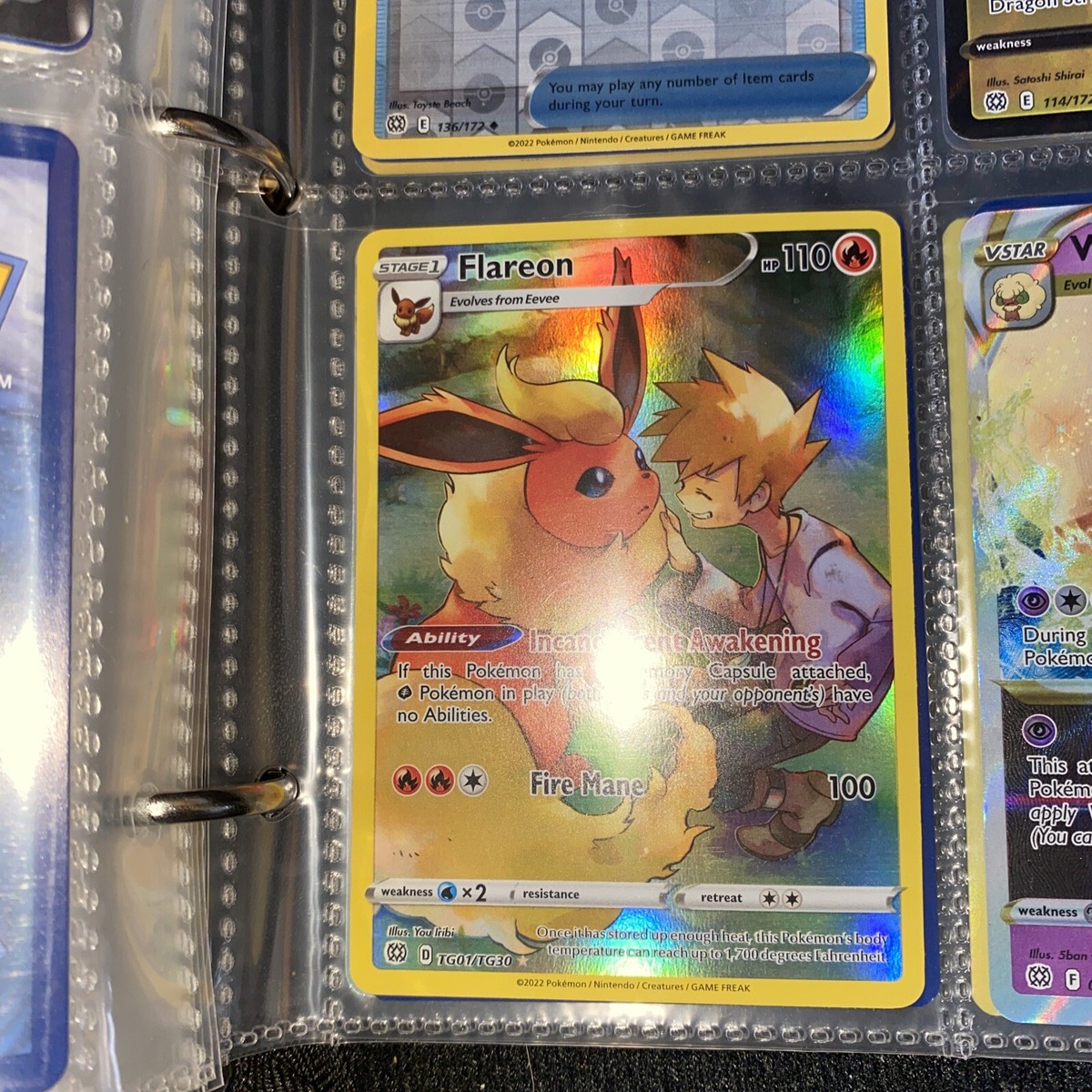 Pokmon TCG Flareon Sword & Shield: Brilliant Stars TG01/TG30 Holo Secret  Rare