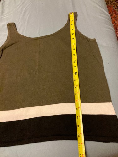 Eddie Bauer womans top tank size L Vintage Cotton knit green Stripe - Picture 5 of 10