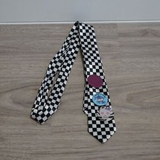 Checkered Black and White Tie with Pins Teens