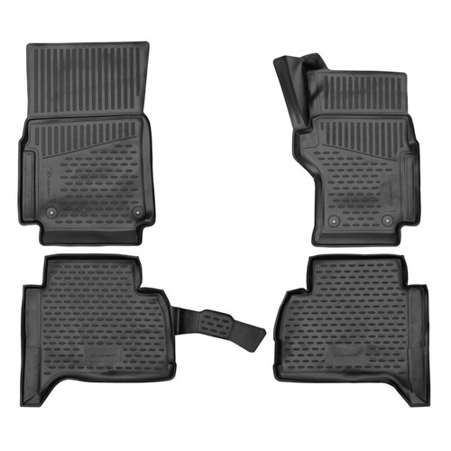 Novline Heavy Duty Fitted Black Rubber Floor Mats for VW Amarok Double