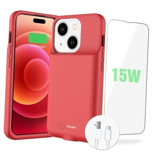 Battery Case for iPhone 15/15 Pro,【2024 Exclusive Edition】 15W Fast Red