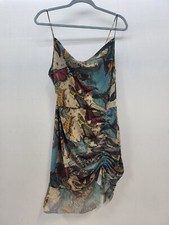Pretty Little Thing Womens Butterfly Ruched Dress Mini Sz 12 Pencil Bodycon 3939