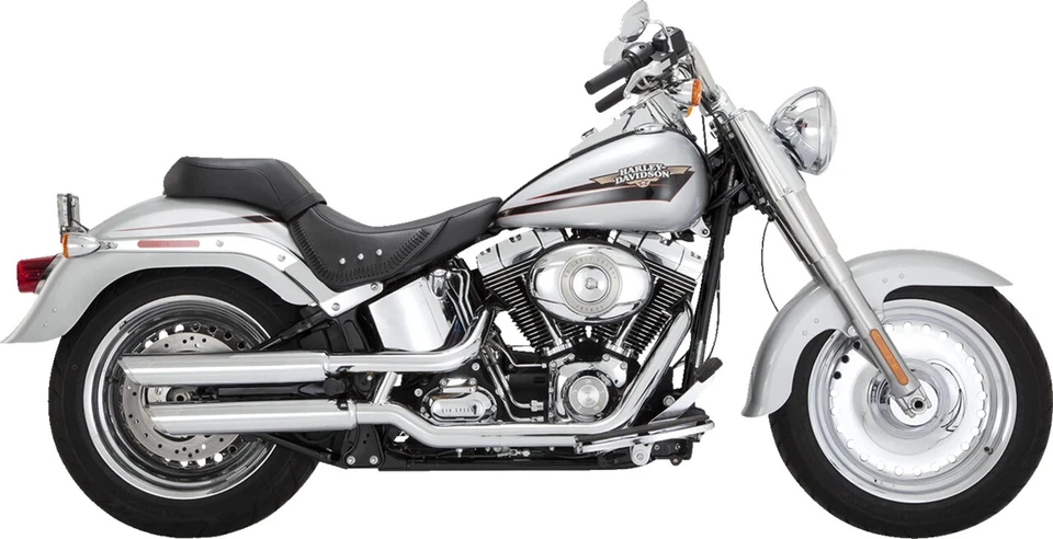Vance & Hines Twin Slash 3" Chrome Muffler Kit For 07-17 Harley Davidson Fat Boy Foto 3 de 4