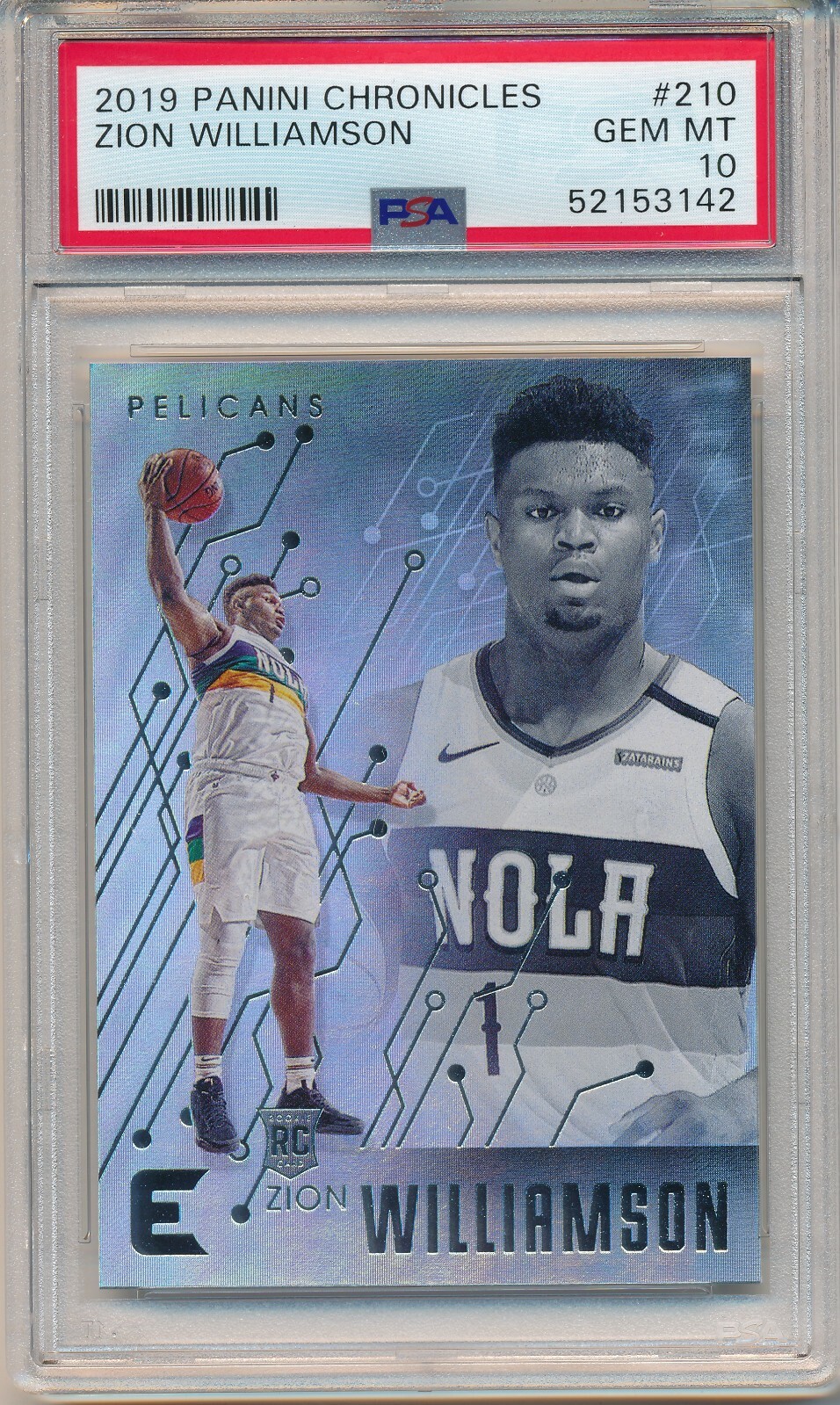 2019 PANINI CHRONICLES ESSENTIALS ZION WILLIAMSON #210 RC PSA 10 ROOKIE