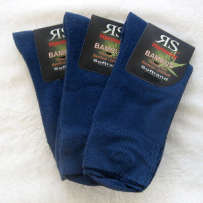 3 Paar Herren  Bambus  Socken  extra weicher Rand ohne Gummi Jeans Blau  39 - 46