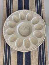 Rabbit Bunny Deviled Egg Platter Easter White Tray Serving Plate Hallmark