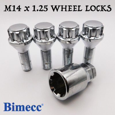 Locking Wheel Bolts M14x1.25 27mm Bimecc (Chrome) For BMW X1 - [F48]