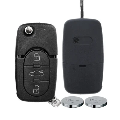 MT-KEY Klapp Schlüssel Gehäuse 3 Tasten 2x CR16 Batterie für AUDI A4 B6 A3 8L A6 C5