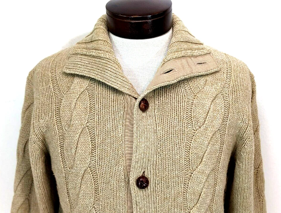 JACK SPADE Men's Lambswool Blend Cardigan Sweater Beige - Size S $265 VEUC! * - Image 3 of 4
