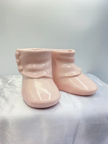 Haeger Pink Baby Booties Planter Vintage Buttons on the Sides