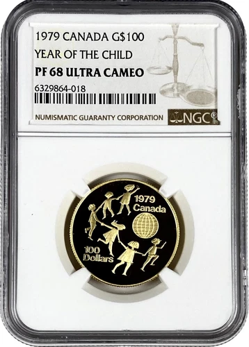 1979 Canada Gold $100 Year of The Child 1/2 oz Proof Coin NGC PF 68 UC