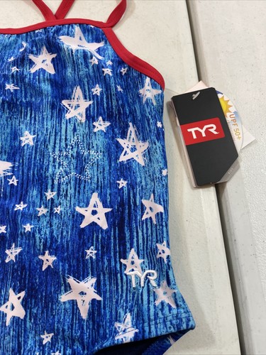 TYR Girl’s Twinkle Stars swimsuit Red White Blue (Pick Size) - Picture 4 of 7
