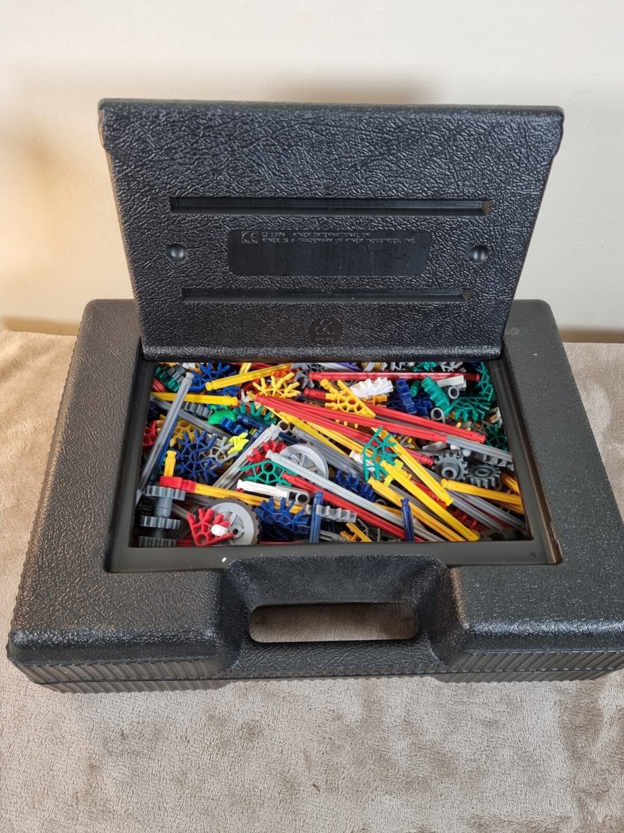 KNEX Black Storage Box Case With Mixed Multi Colour Lot Knex Pieces FREEPOST