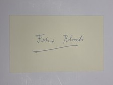 Felix Bloch Signed 3x5 Card 1952 Nobel Prize ...