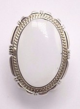  Navajo Handmade Magnesite Ring Set In Sterling Silver- Alfred Martinez-7.5