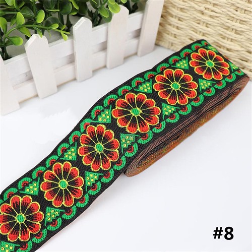 7 Yards Vintage Floral Embroidered Jacquard Ribbon Trim braid Lace Fringe Crafts - Picture 20 of 22