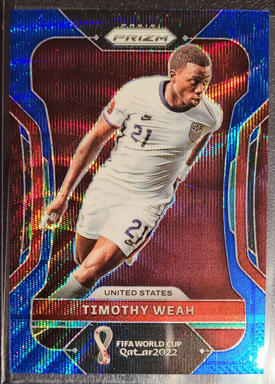TIMOTHY WEAH 2022 PANINI PRIZM FIFA WORLD CUP BLUE WAVE #186/199! #207 USA!