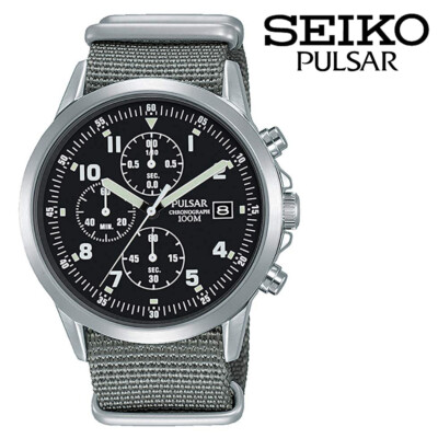 SEIKO PULSAR PM3175X1 exclusive SEIKO PULSAR Military Watch BLUE