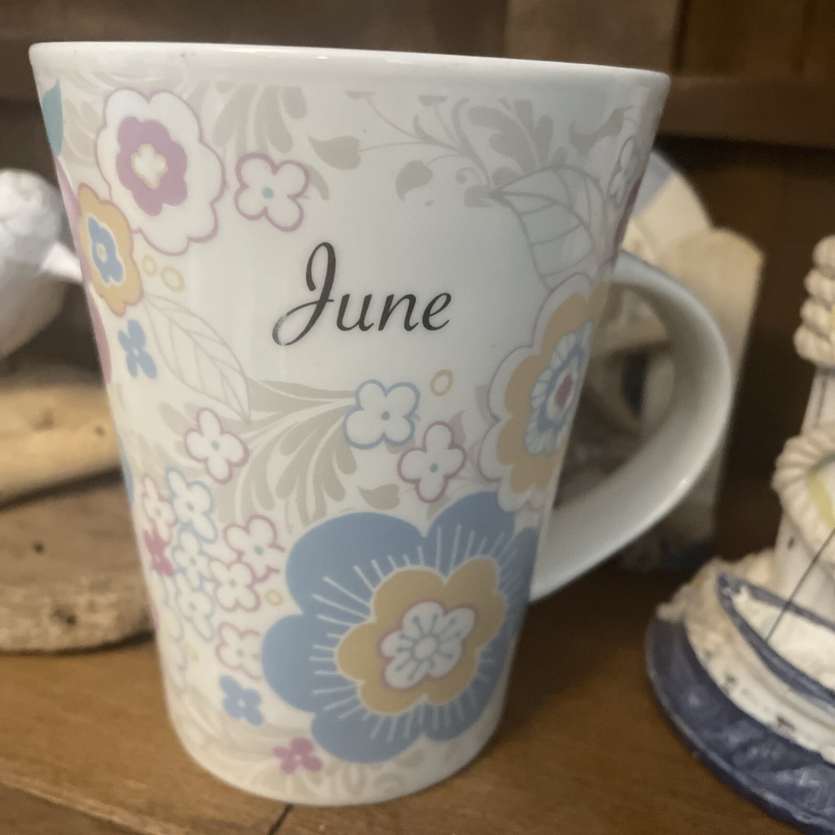 History Heraldry Bone China Mug personalised June Named Floral