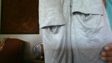 UNIQUE FUN OPEN KNEES! Light Sweatpants Muse Looks One Size Gray Elastic Waist 