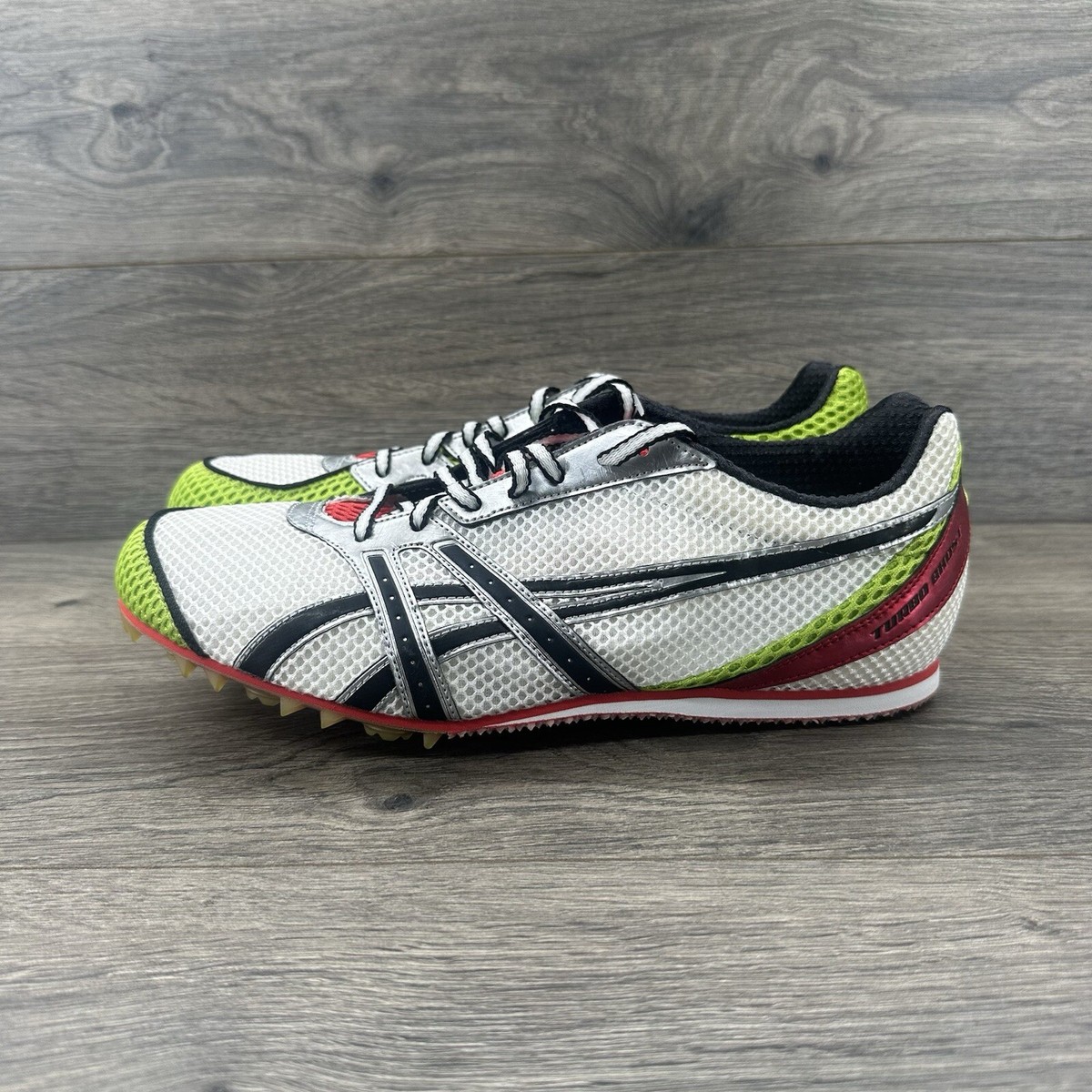 Asics Turbo Ghost Track Spikes Shoes Size 10 White Green