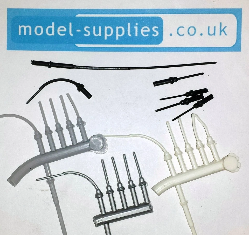 Set of 6 Reproduction Plastic Aerials for Restoring Die Cast Models - 4 Colours