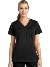 Allure by White Cross Womens V-Neck Stretch Side Solid Scrub Top Black SZ XXS