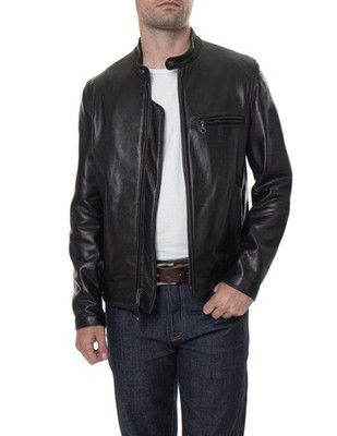 Cafe leather jacket Mens Motorcycle Real Leather sheep Skin Brando Style Biker