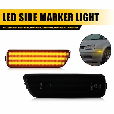 2X For Volkswagen MKIV Golf 1999-05 LED Bumper Side Marker Light Smoked Amber ER