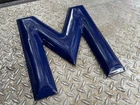 Vintage Circa 1950s Mobil Porcelain Letter Sign "M" Cobalt Blue Excellent Shape
