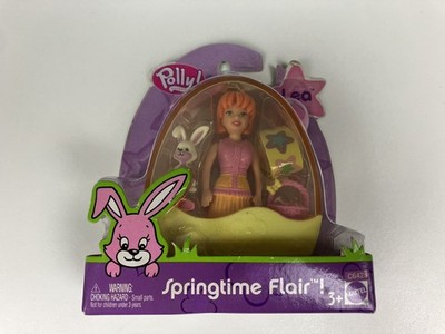 Polly Pocket Springtime Flair Easter Egg Basket Bunny Clip/Carry Mattel LEA