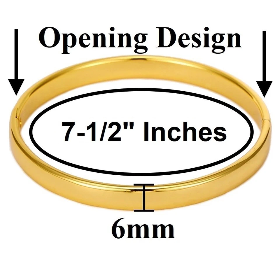 Juego de 2 brazaletes de apertura pequeños de 7-1/2" 7,5" rellenos de oro amarillo de 14k para mujer D780 Foto 4 de 4