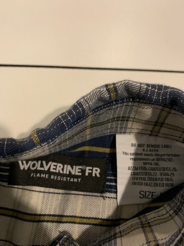 Wolverine FR Shirt Mens Large Plaid Flame Resistant Workwear Button Down Twill - Picture 4 of 9